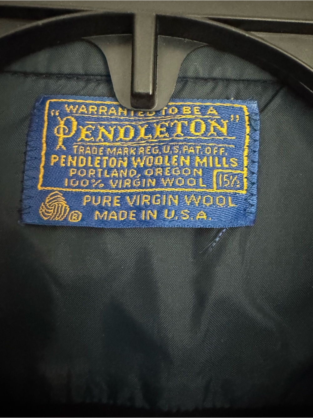 Vintage Pendleton Pure Virgin Wool Navy Button Up Shirt Jacket USA Made 15.5 - Picture 5 of 10